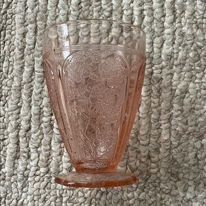 Vintage Pink Floral Glass Goblet